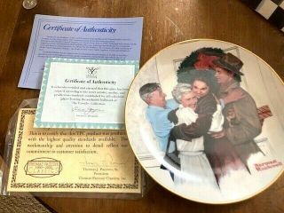 1985 Norman Rockwell Gorham China Christmas Plate Home For The Holidays 4085