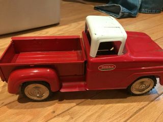 Vintage Red And White Tonka (mound Minn) Step Side Round Fender Pick Up