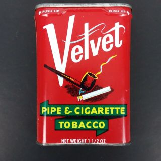 Vintage Velvet Pipe & Cigarette Tobacco Tin Box (not Empty) Pinkerton Tobacco Co