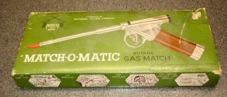 Vintge Match - O - Matic Gas Lighter,  National Silver Company,  Pistol Shape