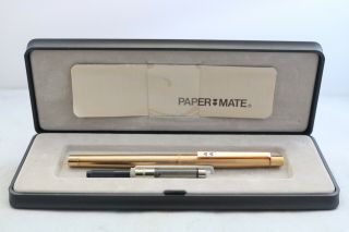Vintage (c1970) Paper Mate Profile 23k Electroplated Gold Medium Fountain Pen