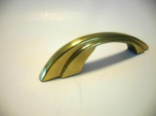 Vintage Nos Brass Plated Cabinet Door Pull W Stair Stepped Side Amerock Art Deco