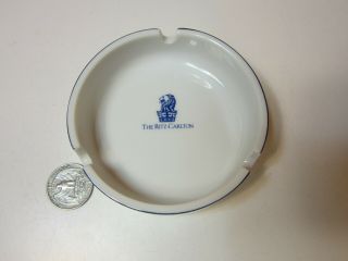 The Ritz Carlton Hotel Blue Lion Head Logo 3 5/8 " Porcelain Ashtray Trinket Dish