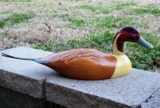 Signed Jim Doherty 1985 Wood Hand Carved & Painted Pintail Duck Decoy Vintage
