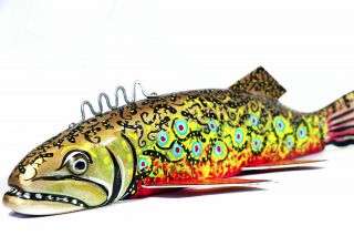 Dean Steffen 12” Brook Trout Fish Decoy Spearing Decoy Ice Fishing Folk Art 2