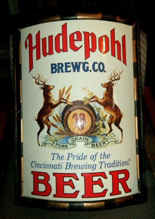 Vintage Hudepohl Brewing Company Beer Sign With Deer Cincinnati,  Ohio 24 " X 16 "