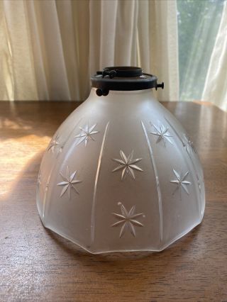 Antique Vintage Art Glass Lamp Light Shade For Pendant Or Bridge Lamp Starburst