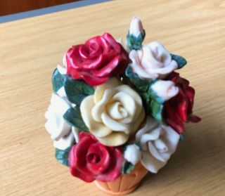 Ceramic flower pot and roses ornament with secret lid. 2