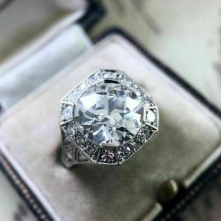 925 Sterling Silver Vintage Art Deco Wedding Filigree Ring 3.  75 Ct Round Diamond