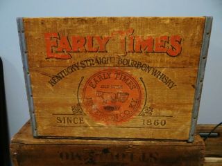 Early Times Whisky Vtg Wood Advertising Case Whiskey Crate Jefferson County Ky