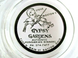 Vtg 1950s Gypsy Gardens Hungarian Restaurant,  Dayton Ohio Ashtray,  Steve Boston