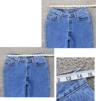 Vtg 90s USA Made Levi ' s 501 High Rise Tapered Leg Button Fly Jeans 11L 29Wx34L 2