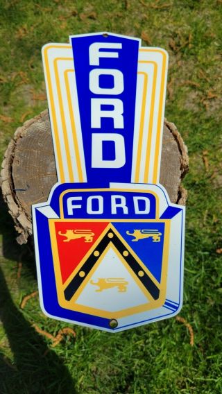 Old Vintage Ford Motor Company Porcelain Enamel Heavy Metal Sign Cars & Trucks