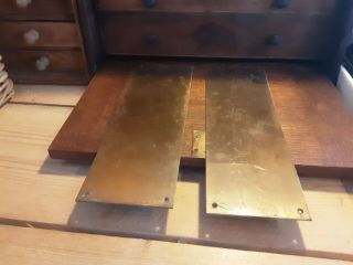 Vintage Solid Brass Door Push Plates X 2 Size 4 Inch X 12 Inch Reclaimed