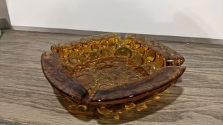 Vintage Amber Depression Glass Bubles Square Shape 6 " Cigar Cigarette Ashtray