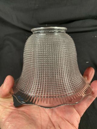 Antique Holophane Style Ruffled Edge Glass Lamp Shade 2&1/4 " C1900s