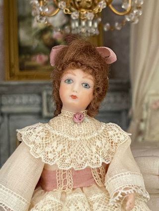 Vintage Miniature Dollhouse Doll Artisan Porcelain Young Girl France Pretty