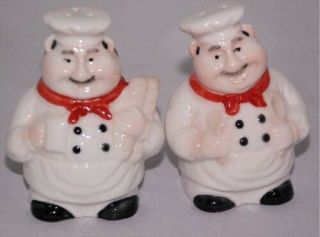 Italian Fat Chef Baker Ceramic Salt And Pepper Shaker Set Vintage