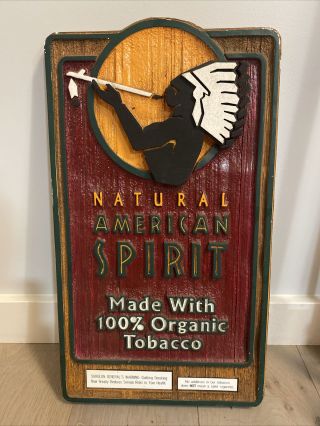 Vtg Natural American Spirit Tobacco Faux Wood Foam Sign Textured 20”x11”x1.  5”