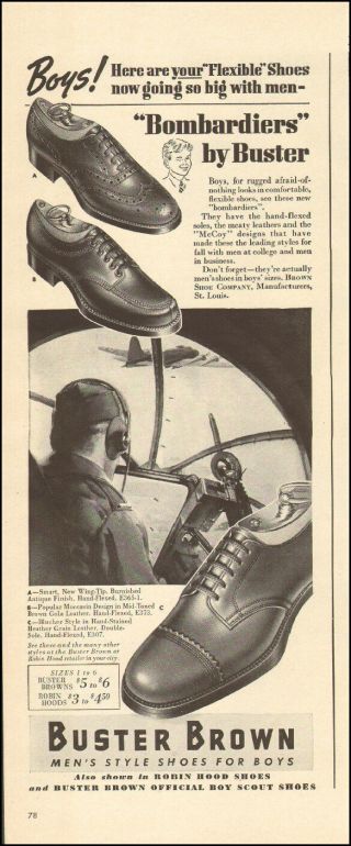 1942 Vintage Movie Ad For Buster Brown Shoes`wwii Era Bombardiers (011517))