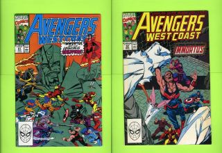 West Coast Avengers 61 62 (marvel 1985) Vf,  8.  5 1st App Time Keepers Loki Nexus
