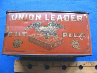 Vintage Union Leader Cut Plug Tobacco Lunch Pail,  Hinged Lid