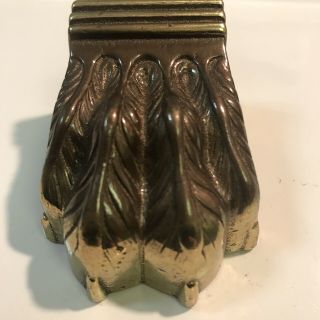 Cast Antiqued Brass Lion Claw Feet Four - Toe 2 3/8”l X 1 3/8”w Heavy Detailed