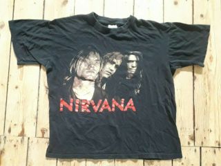 Nirvana Vintage 1990s T Shirt Kurt Cobain Tour Xl Lp Photo Grunge Foo Fighters