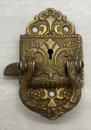 Antique Solid Brass Ice Box Latch Dated June 29,  1897 Eastlake,  No Key
