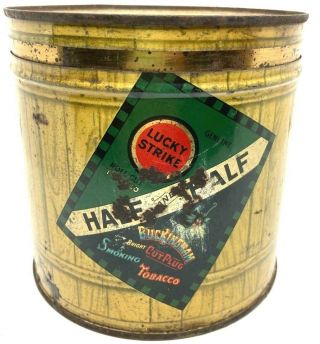 Vintage Tobacco Tin; Lucky Strike Half & Half Cut Plug; Buckingham