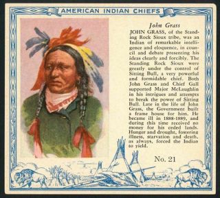 John Grass 1954 Red Man American Indian Chiefs 21 - Rare - Nm,