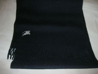 Vintage Burberrys Of London Scarf,  Solid Navy Blue.  100 Cashmere.