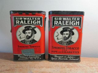 (2) Vintage Sir Walter Raleigh Smoking Tobacco Pipe Cigarrette Tins Kentucky