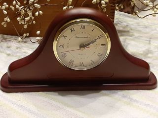Timemaster Quartz Mantle Clock Time Piece Dark Wood Cream Face Gold Trim