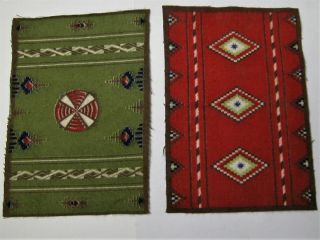 Tobacco Felts 2 Vintage Native American Navajo Indian Rug Design 8 " X 5 1/2 "