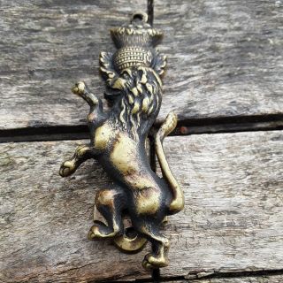 Vintage Small Scottish Brass Door Knocker With Thistle And Lion