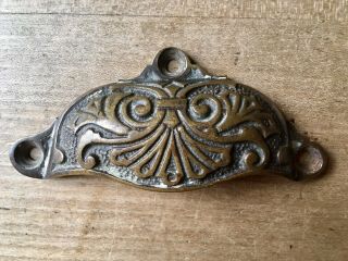 Antique Drawer Pull Cup Handle Brass Victorian Old Vintage
