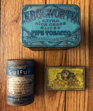 Vintage Edgeworth Sliced Pipe Tobacco Tin - Dill’s Best Tobacco - Purest Sulfur