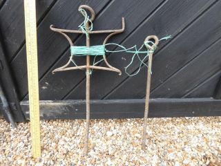 Antique Wrought Iron Garden String Line / Seed Line Spool,  Pin.  Allotment Tool