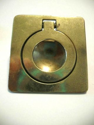 Vtg Brass Ring Pull Inset Flush Mount Type Solid Cast Square Base Keeler Brass