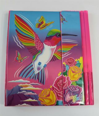 Vintage Retro Lisa Frank Dashly Hummingbird 3 - Ring Binder Tri - Fold Colorful 90 