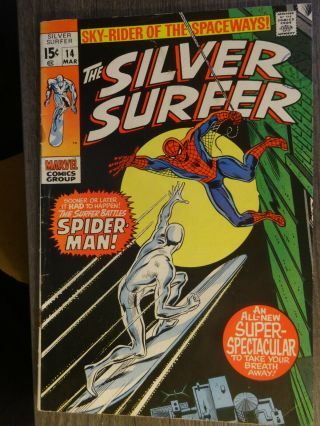 The Silver Surfer 14 (march 1970) Cents Issue - Spider - Man Issue