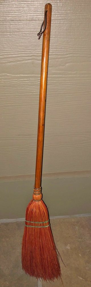 Rustic Handcrafted Farmhouse Hearth Broom W/ Wood Handle - Fireplace Tools Sweep