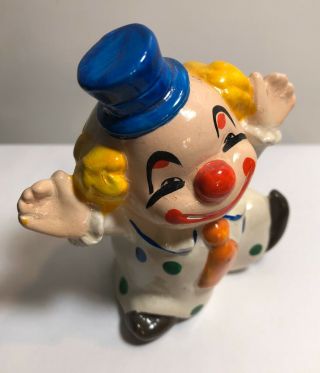 4“ Ceramic Happy Clown With Red Nose Figurine