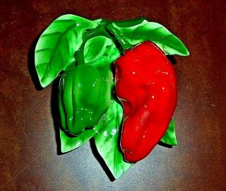 Vintage Lefton Peppers Vegetable Ceramic Wall Pocket