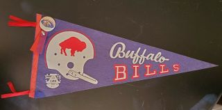 Vintage 1960s Buffalo Bills Pennant With 1960s Button