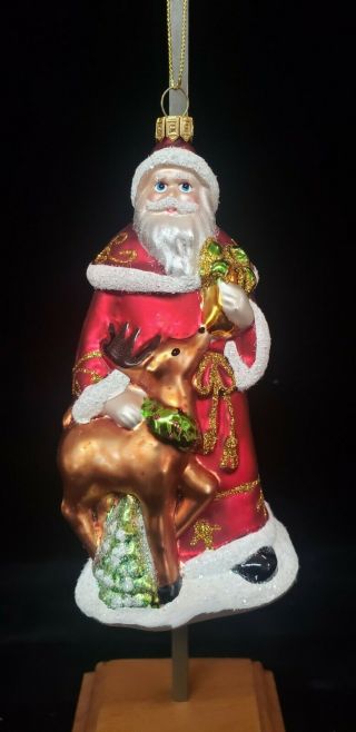 Vintage Fitz & Floyd Ornament Santa Petting Reindeer