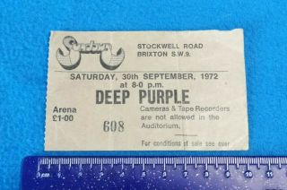 DEEP PURPLE 1972 Vintage CONCERT Gig TICKET Stub SUNDOWN Brixton ROCK 3