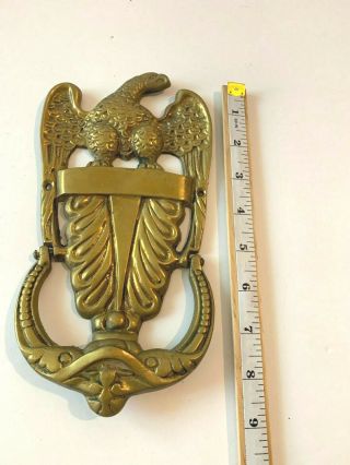 Vintage Solid Brass Door Knocker American Eagle Patriotic Traditional 2