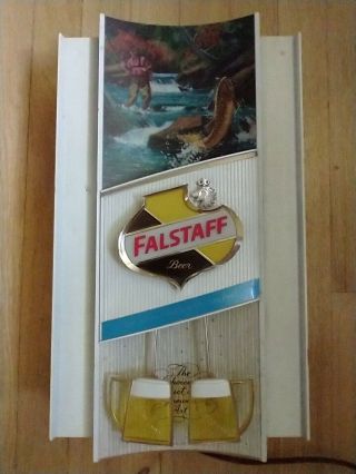 Vintage Falstaff Toasting Beer Mugs Bar Advertising Sign Light -